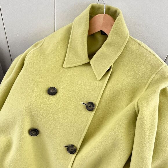 Vintage Linda Allard Ellen Tracy Wool Pea Coat Green Double-Breasted 14 - Picture 4 of 7
